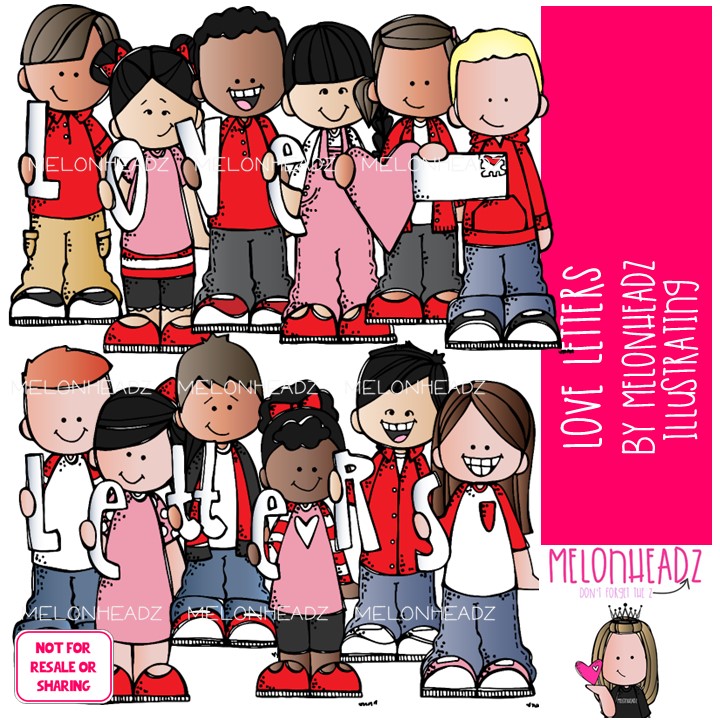 Love Letters clip art, Valentine's Day clip art COLORED Version