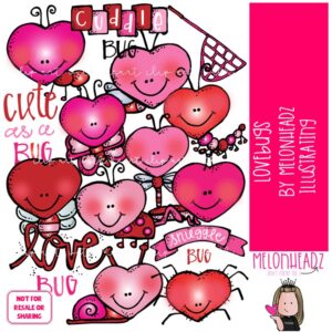 Lovebugs clip art, Valentine's Day clip art COLORED Version
