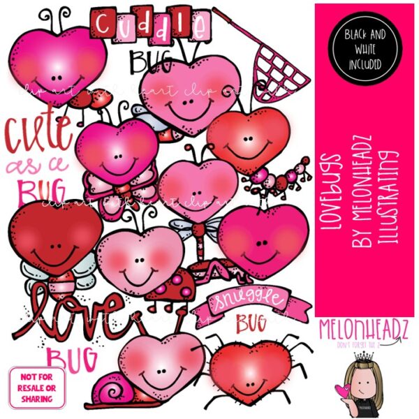 Lovebugs clip art, Valentine’s Day clip art COMBO PACK - Melonheadz