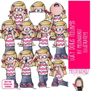 Lucy Doris clip art, Feelings clip art, Emotions clip art COLORED Version