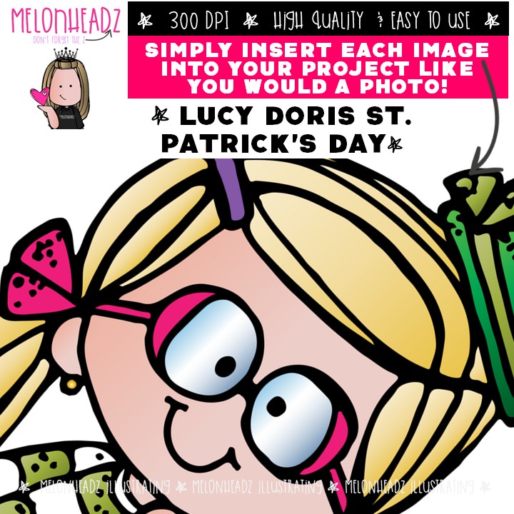 Lucy Doris clip art, St. Patrick's Day COLORED Version - Image 3