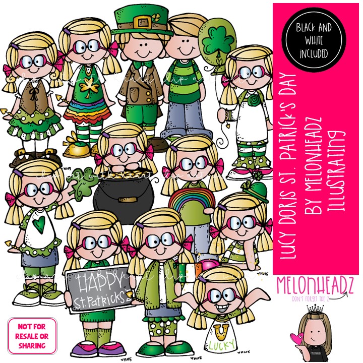 Lucy Doris clip art, St. Patrick's Day COMBO PACK