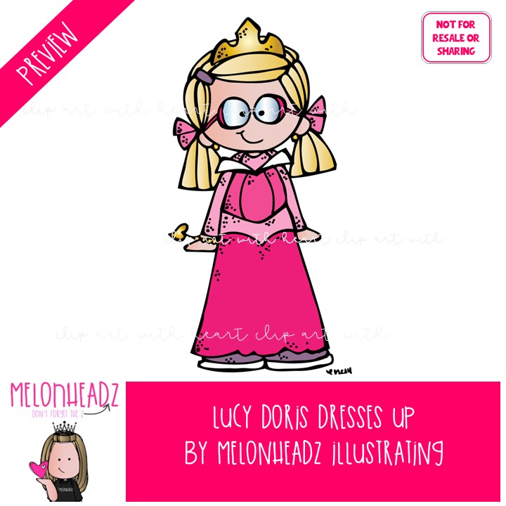 Lucy Doris Dresses up clip art, Halloween, Melonheadz Character COLORED Version - Image 2