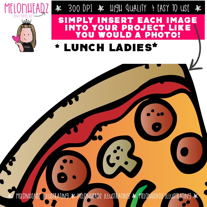 Lunch Ladies clip art, School Staff, food COLORED Version - Image 3