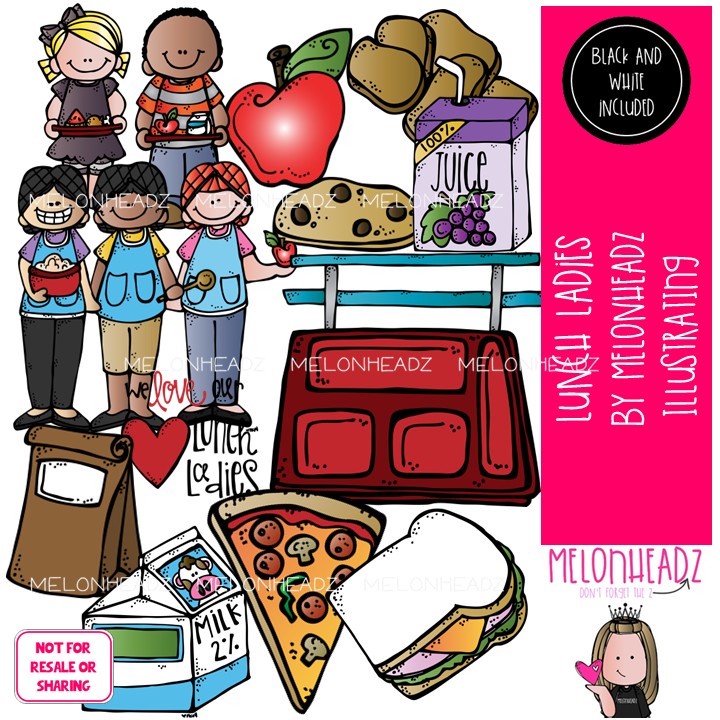Lunch Ladies clip art, School Staff, food COMBO PACK
