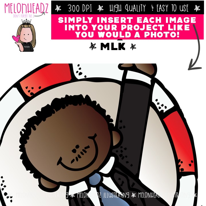 Martin Luther King Jr. clip art, MLK, Historical Figure COMBO PACK - Image 3