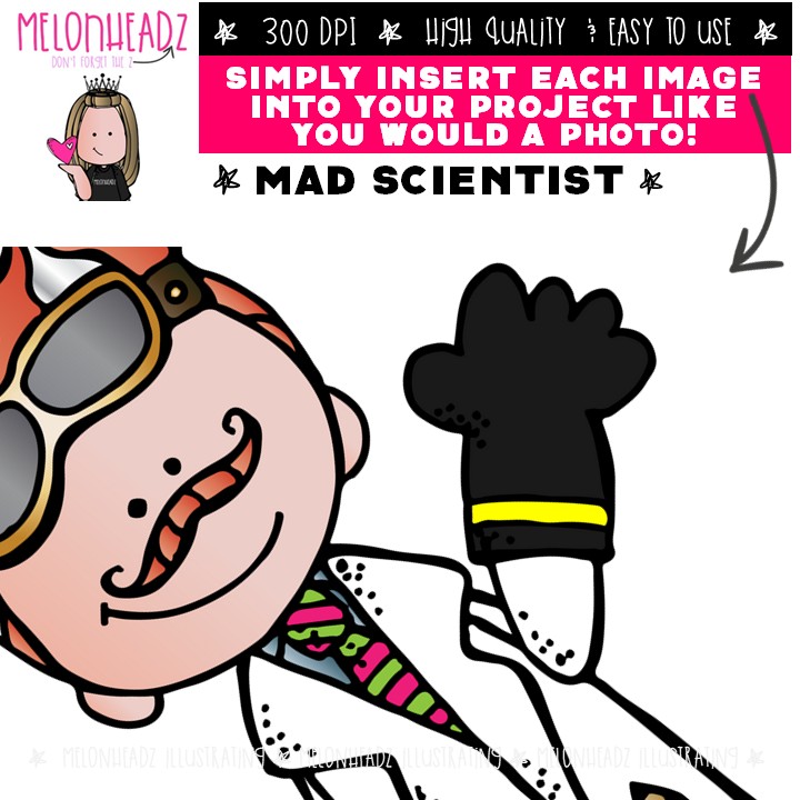 Mad Scientist clip art, laboratory, experiment COLORED Version - Image 3