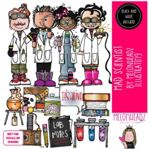 Mad Scientist clip art, laboratory, experiment Combo Pack