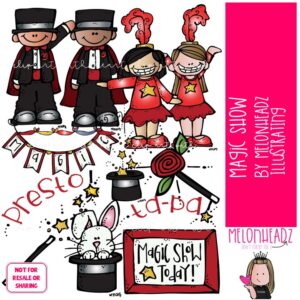 Magic Show clip art, magician COLORED Version
