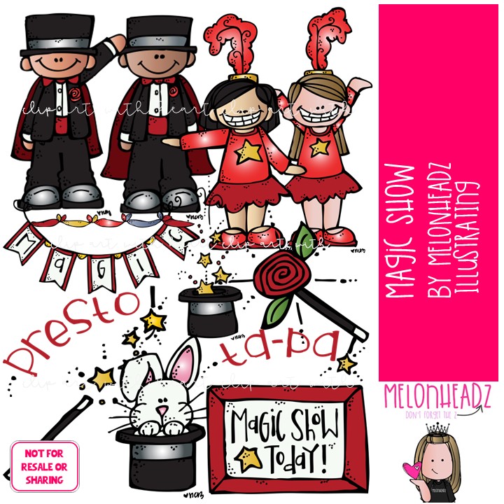 Magic Show clip art, magician COLORED Version