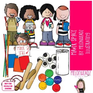 Maker Space clip art, create, imagination COLORED Version