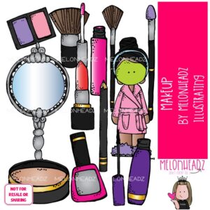 Makeup clip art, mirror, nail polish COLORED Version