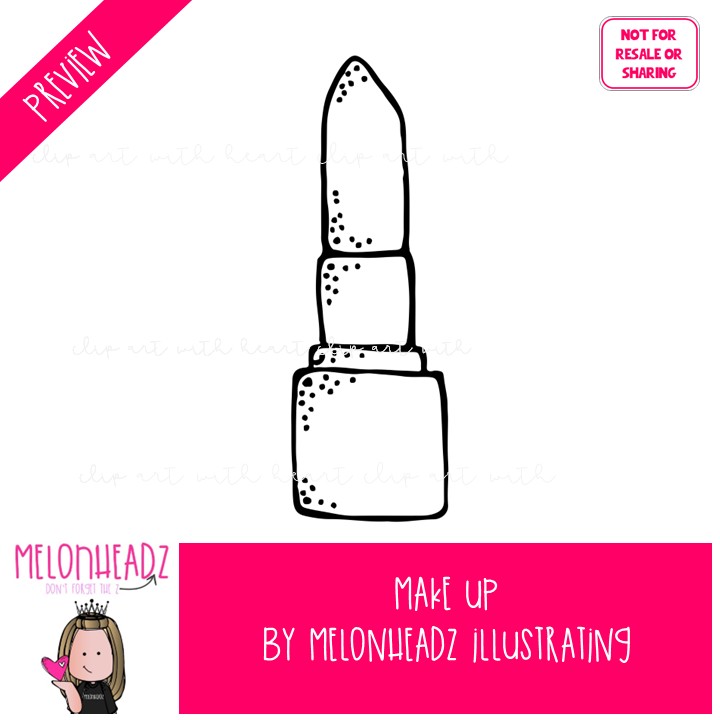 Makeup clip art, mirror, nail polish BLACK AND WHITE - Image 2