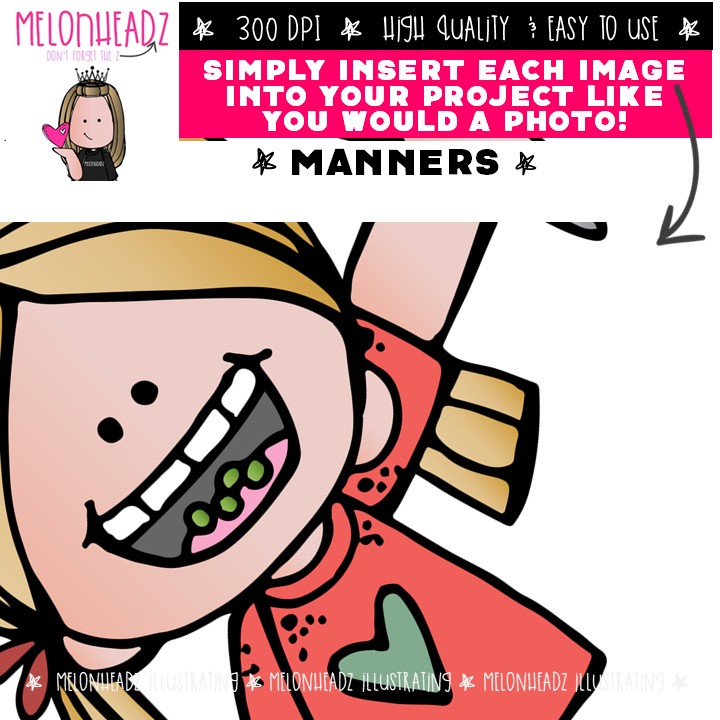 Manners 1 clip art, etiquette, polite COLORED Version - Image 3
