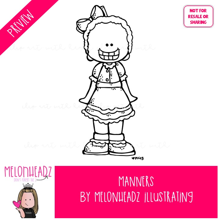 Manners 1 clip art, etiquette, polite BLACK AND WHITE - Image 2
