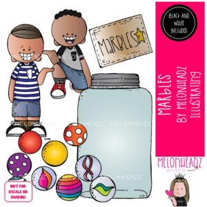 Marbles clip art, jar, play COMBO PACK