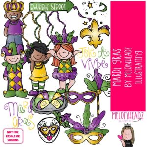 Mardi Gras clip art, party COLORED Version