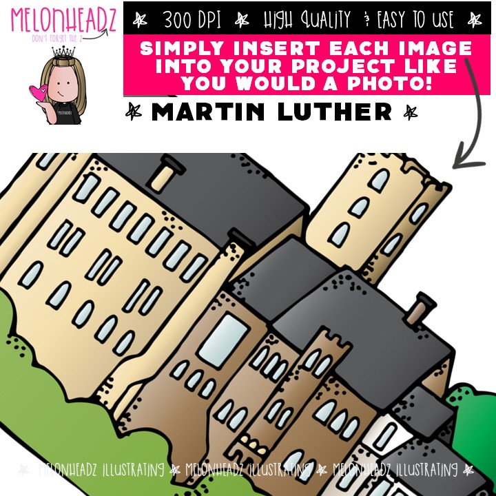Martin Luther clip art, catechism COLORED Version - Image 3