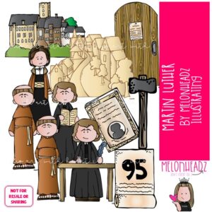 Martin Luther clip art, catechism COLORED Version