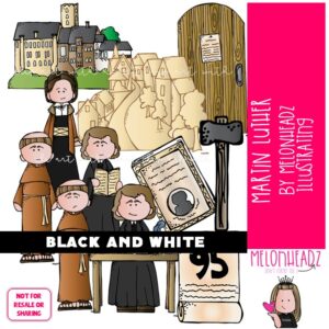 Martin Luther clip art, catechism BLACK AND WHITE