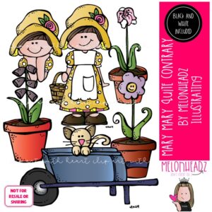 Mary Mary Quite Contrary clip art, Nursery Rhyme clip art, Literature clip art Mini