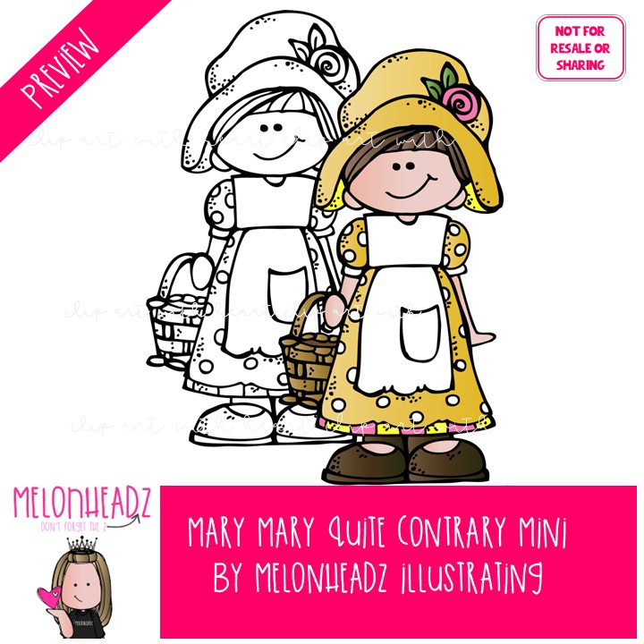 Mary Mary Quite Contrary clip art, Nursery Rhyme clip art, Literature clip art Mini - Image 2
