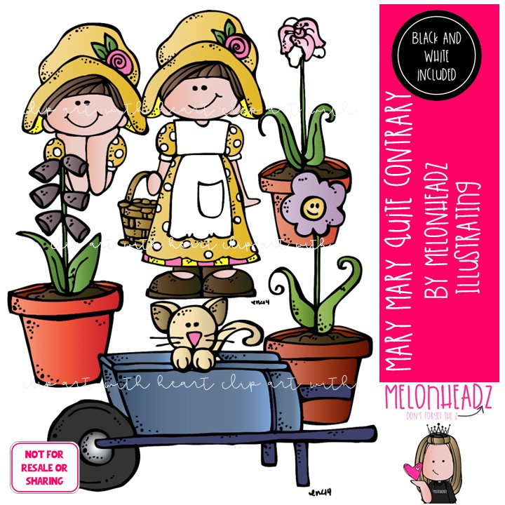 Mary Mary Quite Contrary clip art, Nursery Rhyme clip art, Literature clip art Mini