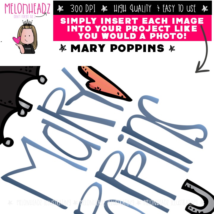Mary Poppins clip art, literature, book companion COLORED Version - Image 3