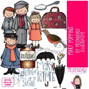 Mary Poppins clip art, literature, book companion COLORED Version