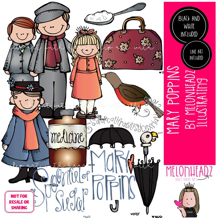 Mary Poppins clip art, literature, book companion COMBO PACK