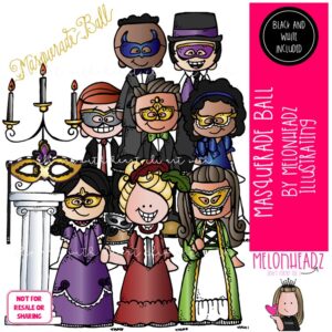 Masquerade Ball clip art, Halloween, Dance COMBO PACK