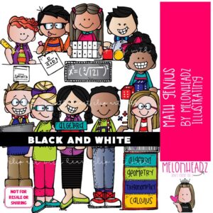 Math Genius clip art Math clip art Kid clip art BLACK AND WHITE