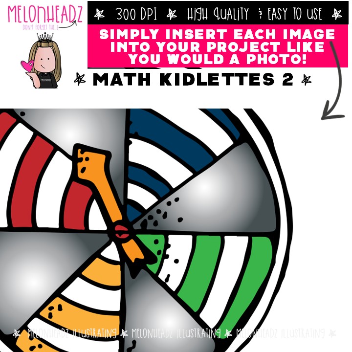 Math Kidlettes 2 clip art, numbers COLORED Version - Image 3