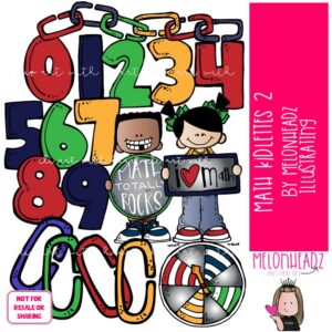 Math Kidlettes 2 clip art, numbers COLORED Version