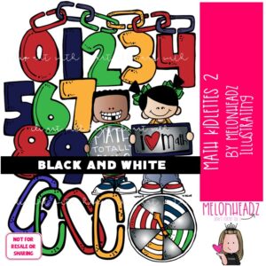 Math Kidlettes 2 clip art, numbers BLACK AND WHITE