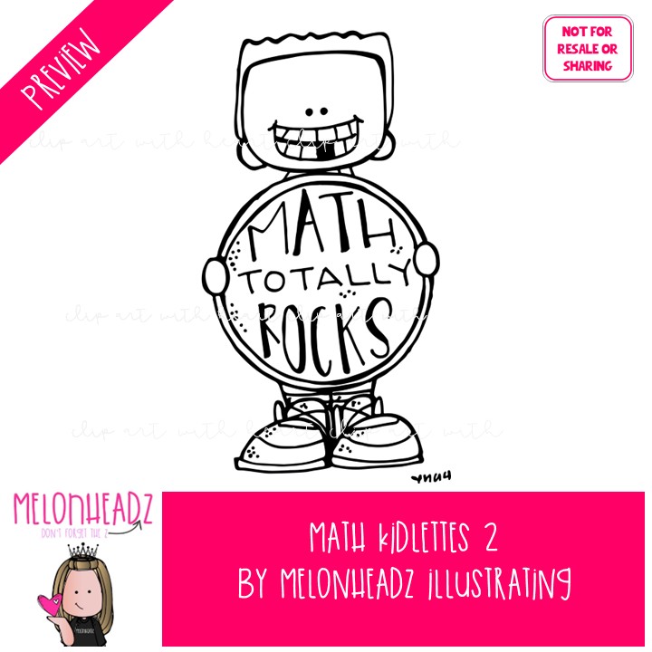 Math Kidlettes 2 clip art, numbers BLACK AND WHITE - Image 2