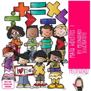 Math Kidlettes 1 clip art, symbols COLORED Version