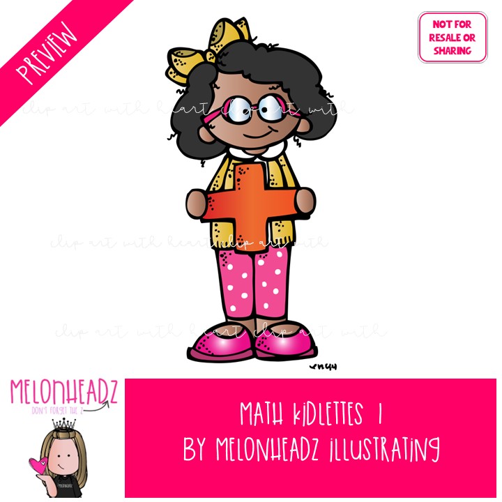 Math Kidlettes 1 clip art, symbols COLORED Version - Image 2