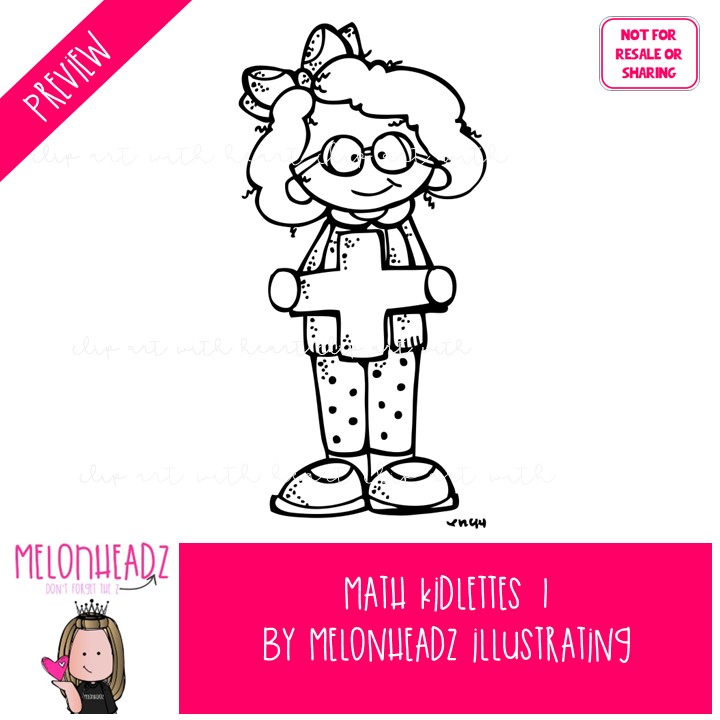 Math Kidlettes 1 clip art, symbols BLACK AND WHITE - Image 2
