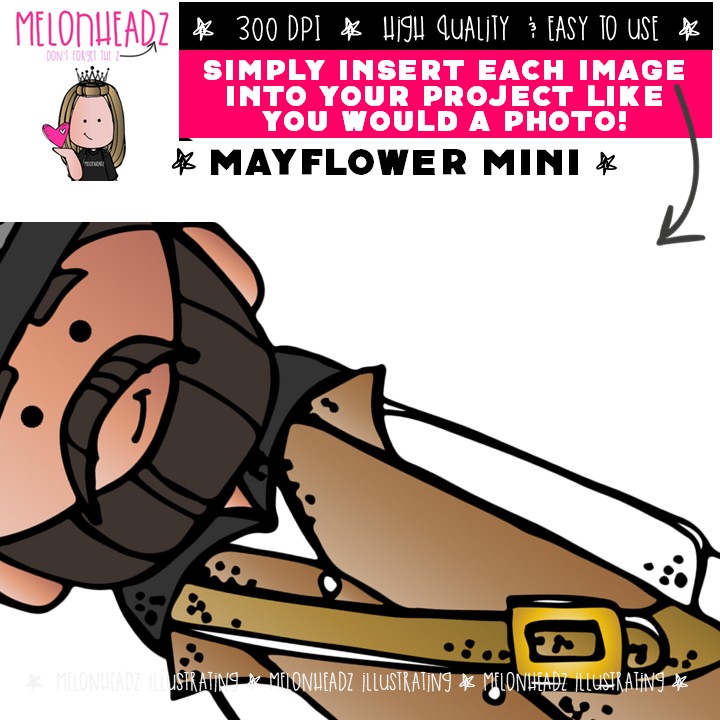 Mayflower clip art, Historical Figure Mini - Image 3