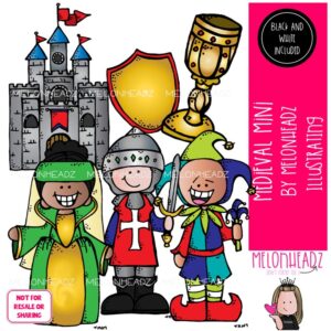 Medieval clip art, knight, castle Mini