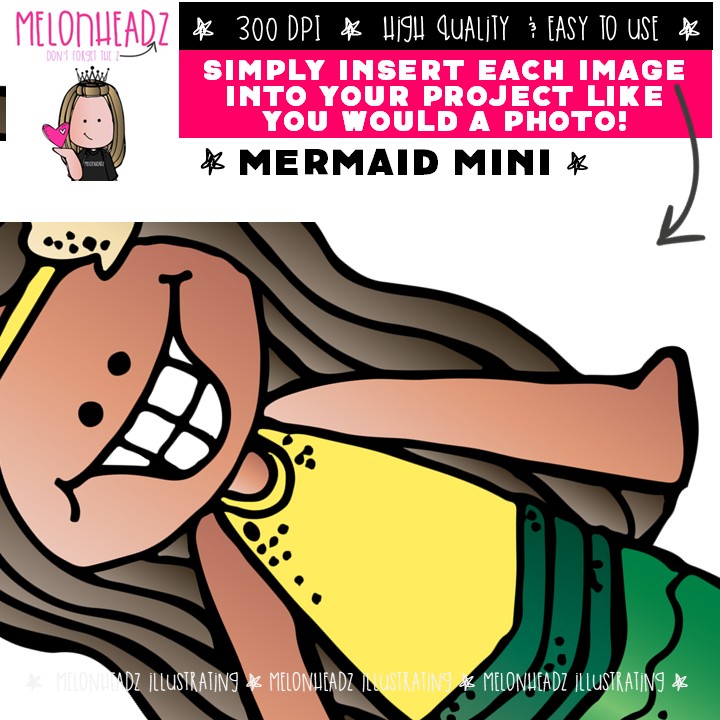 Mermaid clip art, fish, turtle Mini - Image 3