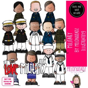 Military clip art, kidlettes, uniform COMBO PACK
