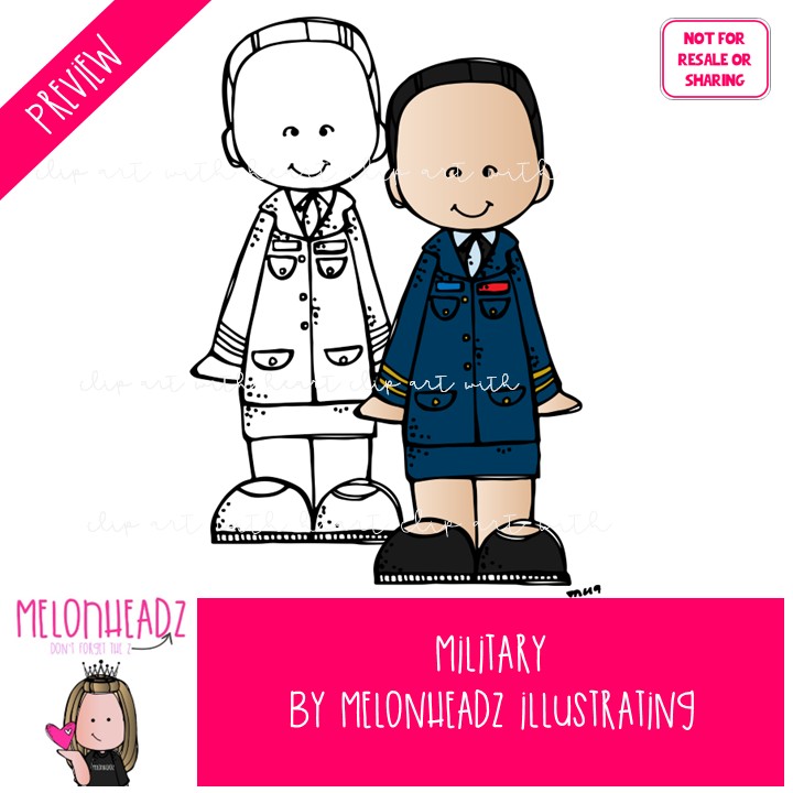 Military clip art, kidlettes, uniform COMBO PACK - Image 2