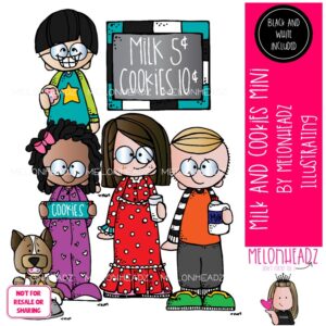 Milk and Cookies clip art, pajamas, bedtime Mini
