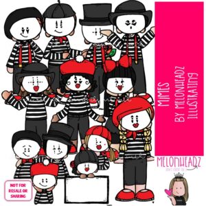 Mimes clip art, clown, pantomime COLORED Version