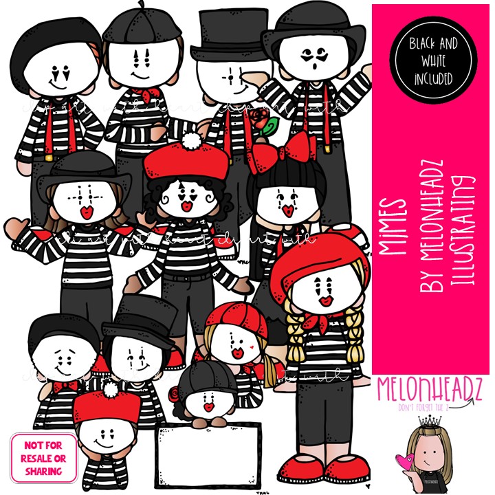 Mimes clip art, clown, pantomime COMBO PACK