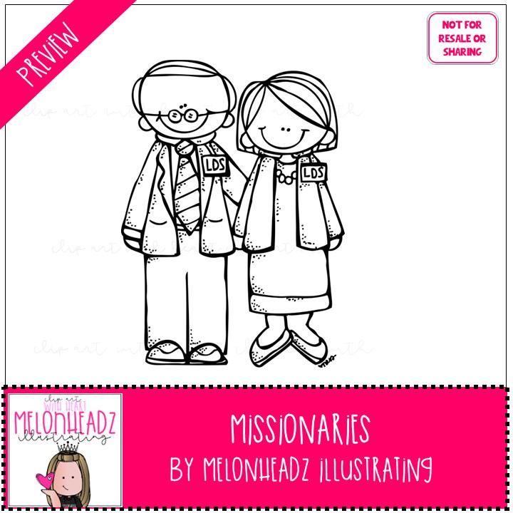 Missionaries clip art LDS LINE ART | Melonheadz Illustrating