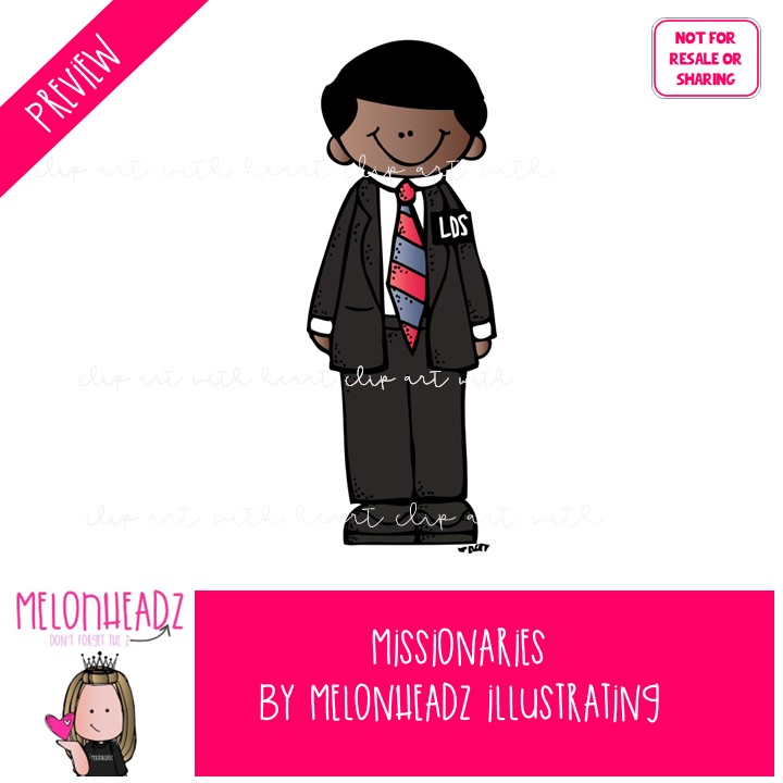 LDS Missionaries clip art COLORED Version - Image 2