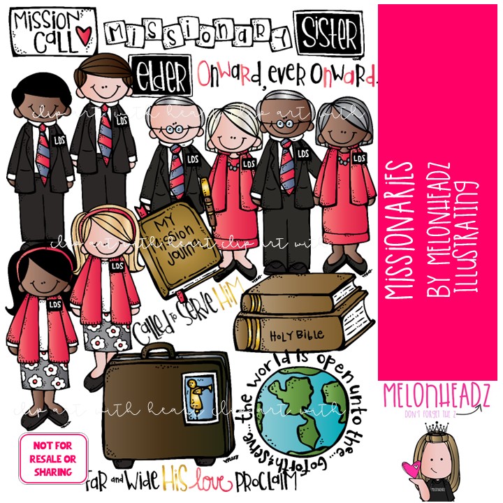 LDS Missionaries clip art COLORED Version